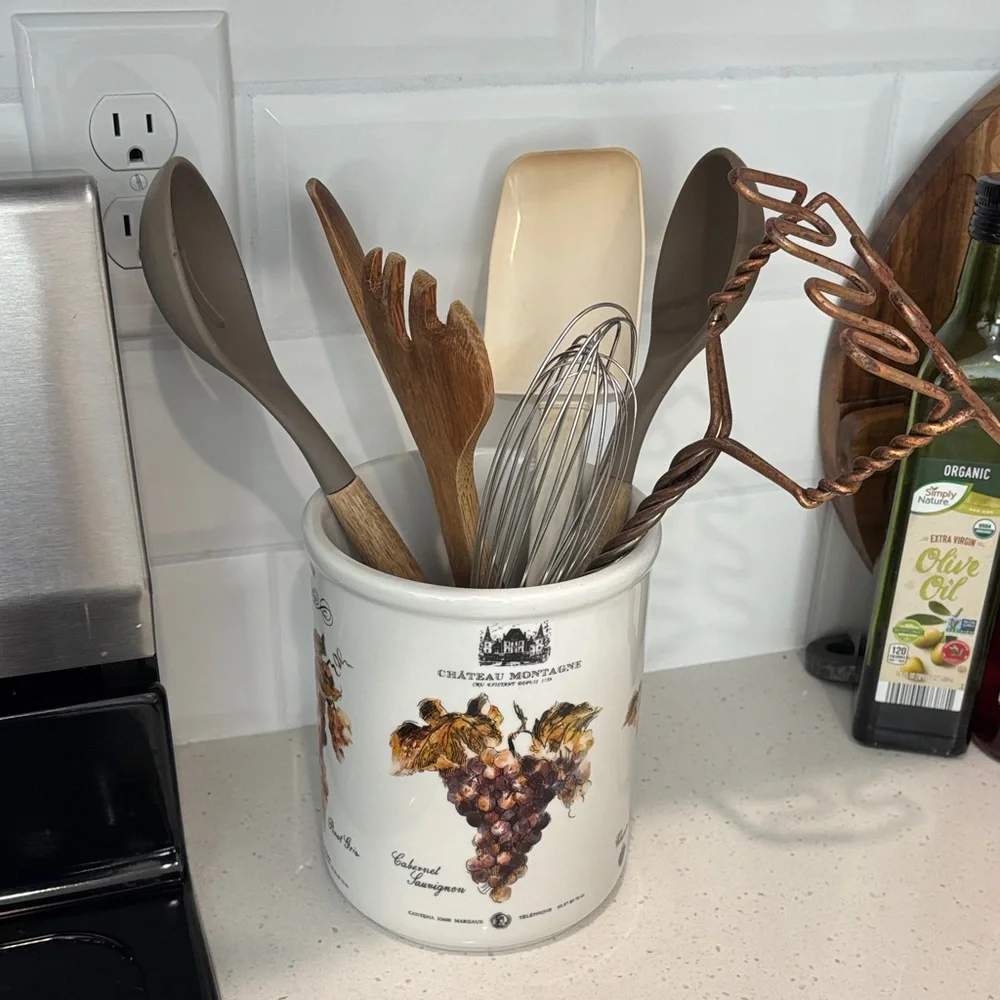 VTG Cypress Home Vintner's Journal ceramic Stoneware utensil crock